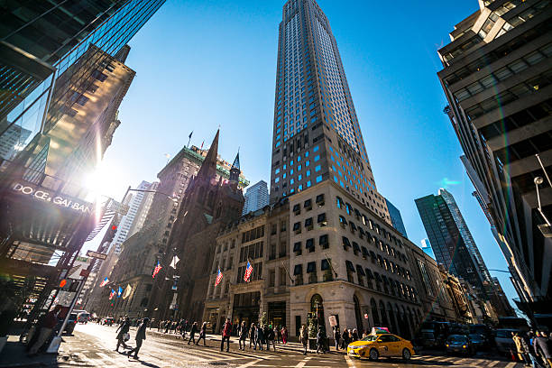 New York, USA  - January 24, 2014: People shopping and sightseeing on 5th Avenue, NYC. 