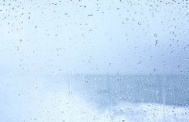istock raindrops on glass, on a background of sea 600087580