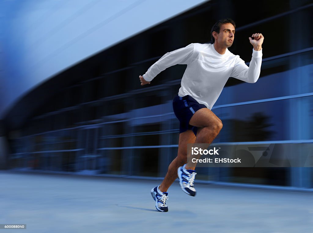 Man Running Jogging Blurred Background Sprinting Stock Photo