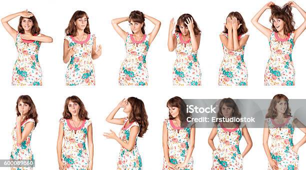 Set Of Womans Portraits Stock Photo - Download Image Now - Arranging, Group Of Objects, Setter - Athlete