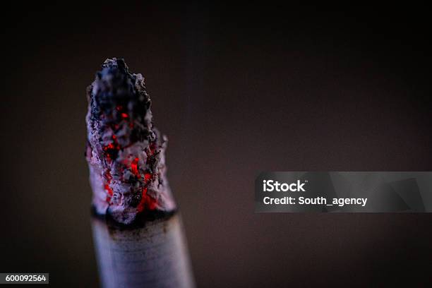 Burning Cigarette Stock Photo - Download Image Now - Cigarette, Ember, Cut Out