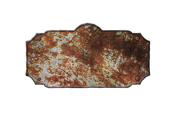 istock old metal sign board on isolated white background. 600093626