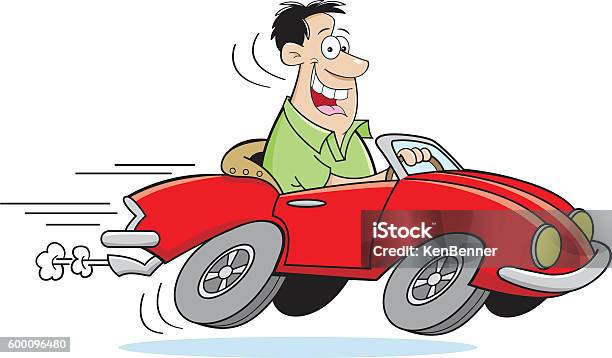 Cartoon Man Driving A Car Stock Illustration - Download Image Now - Car,  Cartoon, Driving - iStock