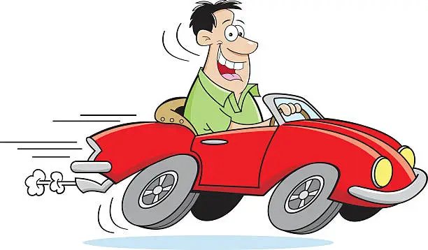 Vector illustration of Cartoon Man Driving a Car
