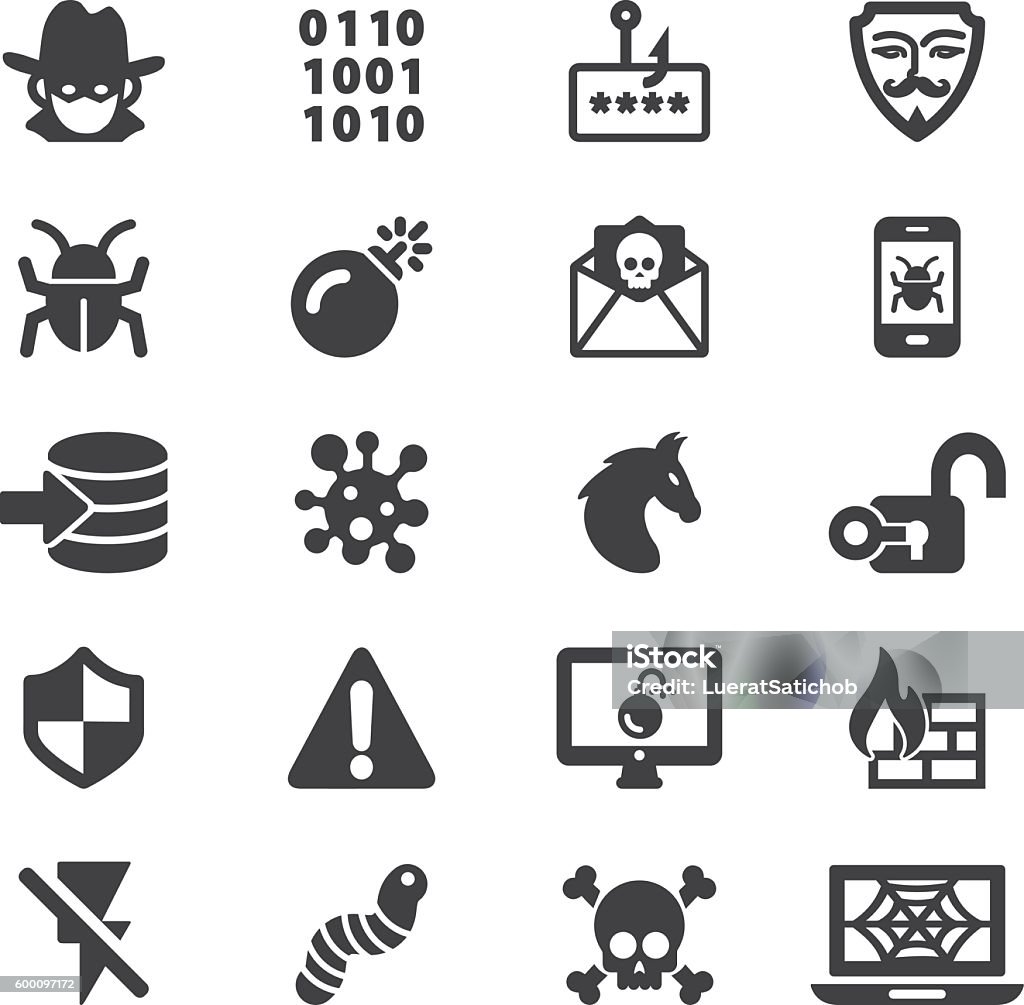 Hacker Cyber Crime Silhouette Icons | EPS10 Hacker Cyber Crime Silhouette Icons  Icon Symbol stock vector