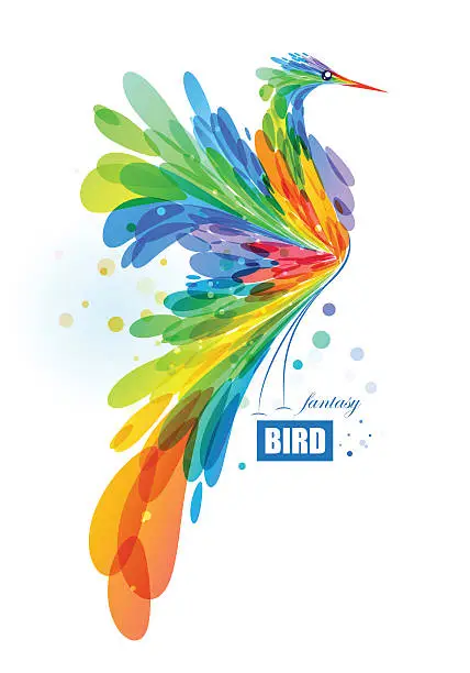 Vector illustration of Colorful fantasy bird