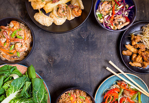 istock Chinese food black background 600100480