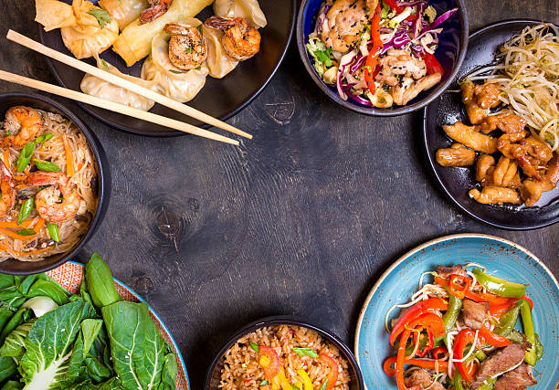 istock Chinese food black background 600100800