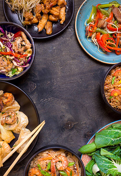 istock Chinese food black background 600100936