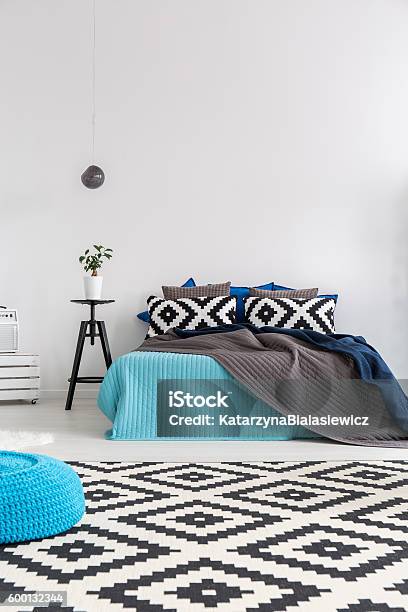 Simplicity In Design Stock Photo - Download Image Now - Apartment, Arrangement, Bed - Furniture