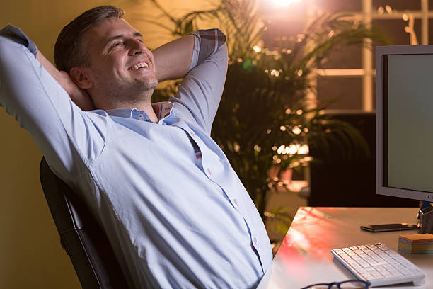 istock Happy about the results of his work 600133220