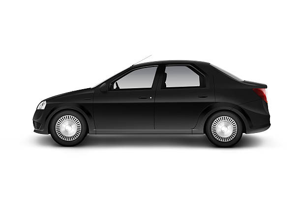 istock Blank black car design mockup, isolated, side view, clipping path, 600134914
