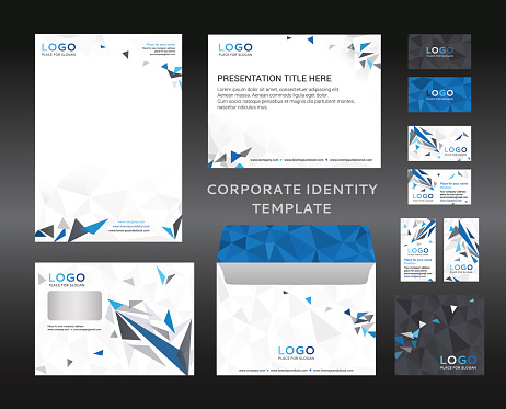 Corporate identity kit in low polygon style. Company style