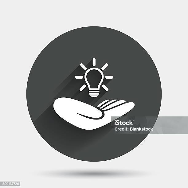 Tanda Asuransi Ide Simbol Bohlam Lampu Pegangan Tangan Ilustrasi Stok