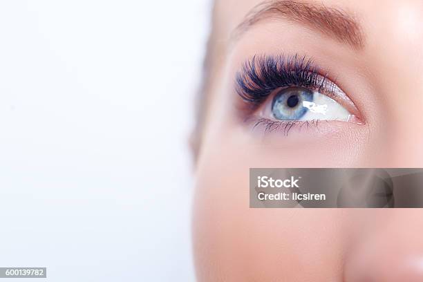 Woman Eye With Long Eyelashes Eyelash Extension Lashes Close Up Stock Photo - Download Image Now