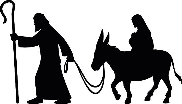 mary and joseph silhouette - madonna stock illustrations