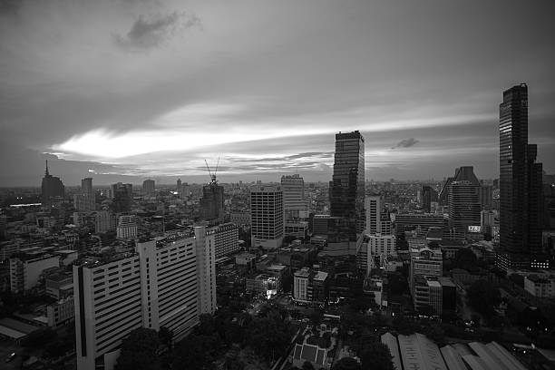 istock Bangkok evening in black and white 600141284