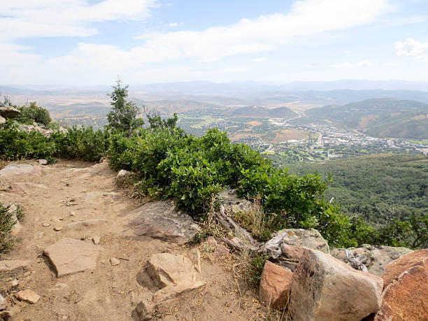 istock Rocky mid-mountain trail over Park City, Utah 600141928