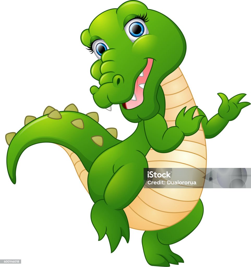 Cá Sấu Hoạt Hình Dễ Thương Bị Cô Lập Trên Nền Trắng Hình minh họa ...