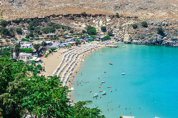 istock Beautiful Lindos Beach in Rhodes, Greece 600146108