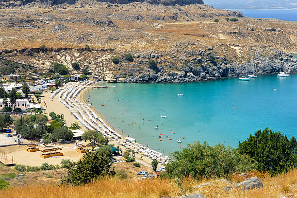 istock Beautiful Lindos Beach in Rhodes, Greece 600146202