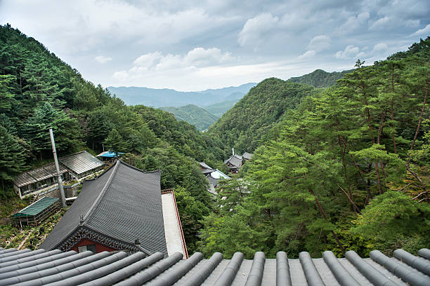 świątynia guinsa w górach sobaek, korea południowa - south korea zdjęcia i obrazy z banku zdjęć