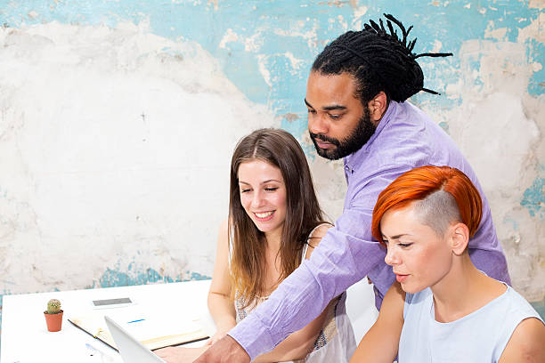 istock Young people working in the grunge office 600148572