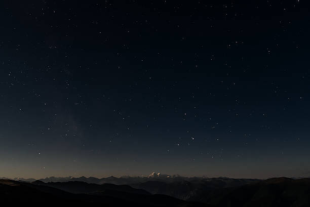 mountains star sky stock photo