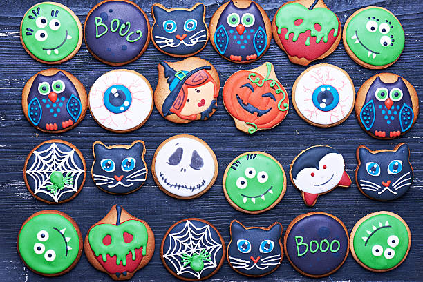istock Handmade Halloween cookies on a wooden table 600152004