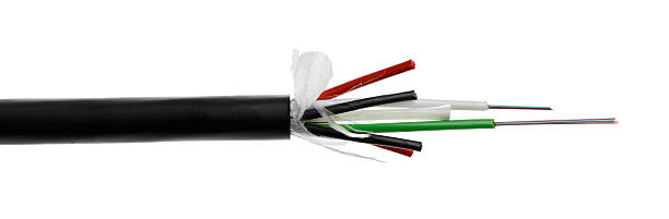 istock Fiber optic cable detail isolated on white 600152366