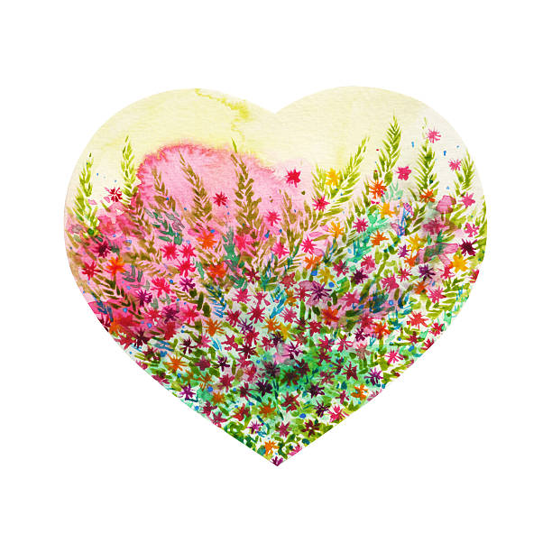 heart shape love tree for wedding, valentines day, watercolor painting design illustration
