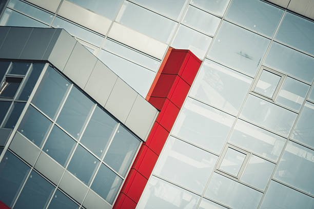 istock gray red facade of a modern building 600153720