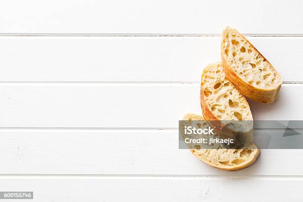Sliced Italian Ciabatta Stock Photo - Download Image Now - Baguette, Slice of Food, Directly Above