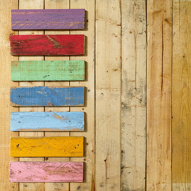 istock Old colourful weathered wood signs. 600157492