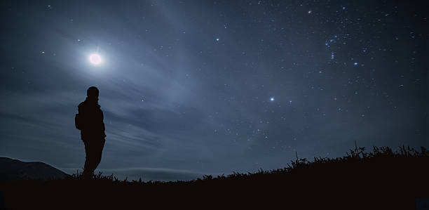 istock Human silhouette against the night sky. 600157958
