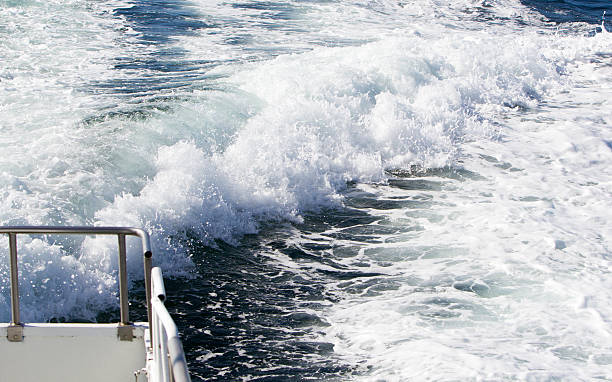 istock Wave of a ferry ship on the open ocean 600159910