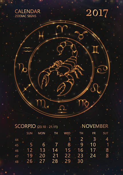 istock Calendar for 2017 year. Zodiac Sign of SCORPIO in november 600161668