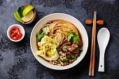 Spicy noodles in broth with Beef