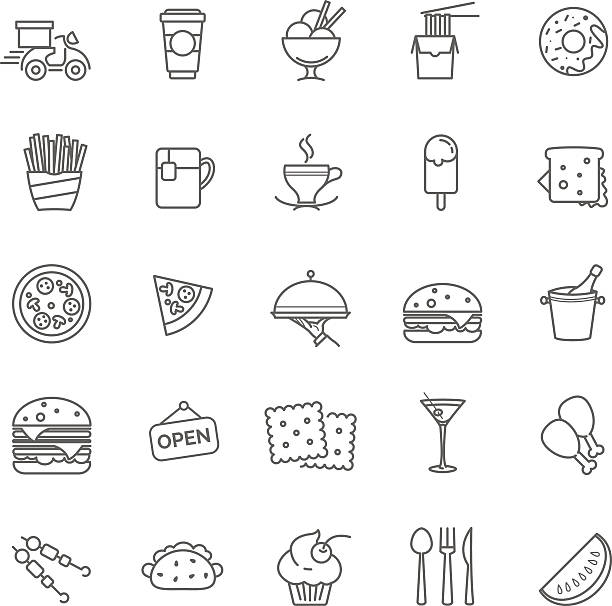 fast food icons - stock set fast food icons - stock set for your design biscuit quick bread stock illustrations