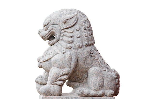istock China lion sculpture at the shrine on white background 600167742
