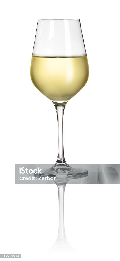 Glass filled with white wine on a white background White Wine Stock Photo