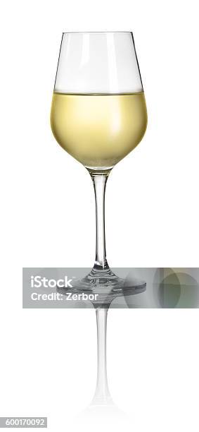 Glass Filled With White Wine On A White Background Stock Photo - Download Image Now - White Wine, Drinking Glass, Cut Out