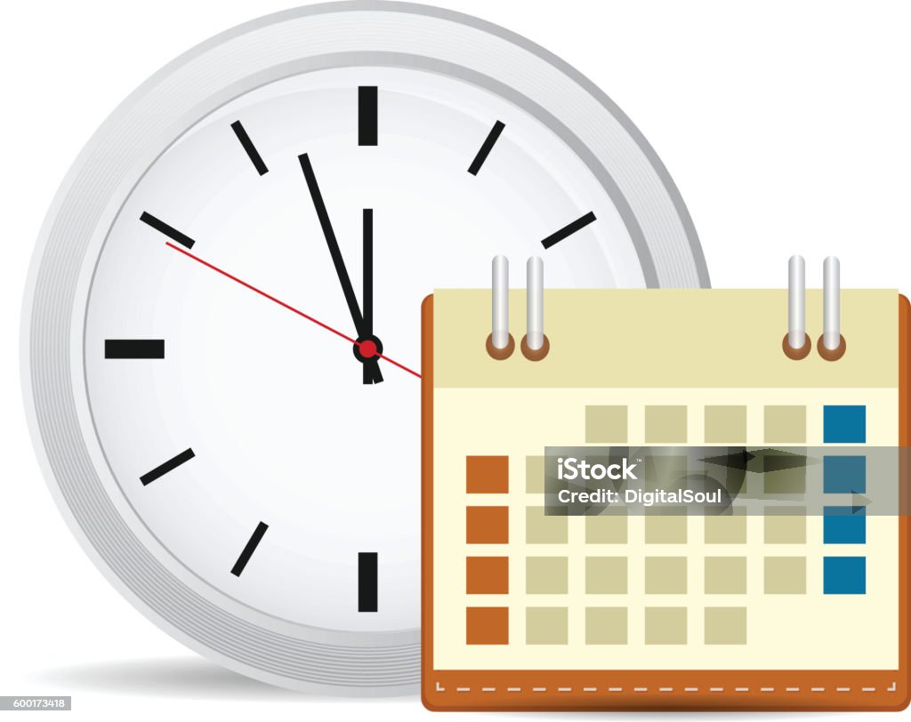 Vector illustration of calender and clock Accuracy stock vector