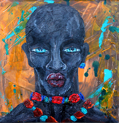 Black   Man  Portrait  at  abstract grunge background