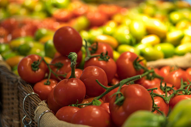 Fresh tomatoes for sale in Italian farmers market