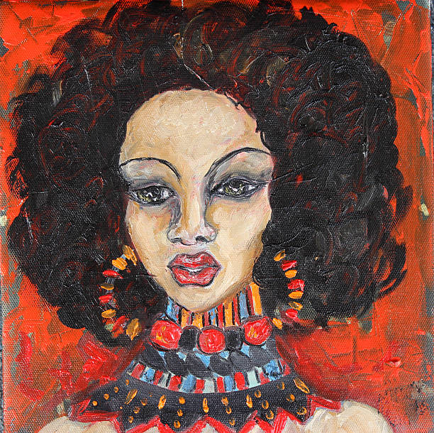 czarny portret kobiety na abstrakcyjnym grunge tle - afrykanin obrazy stock illustrations