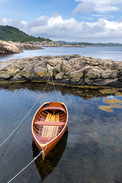 wooden boat on the coast of Mandal in Norway