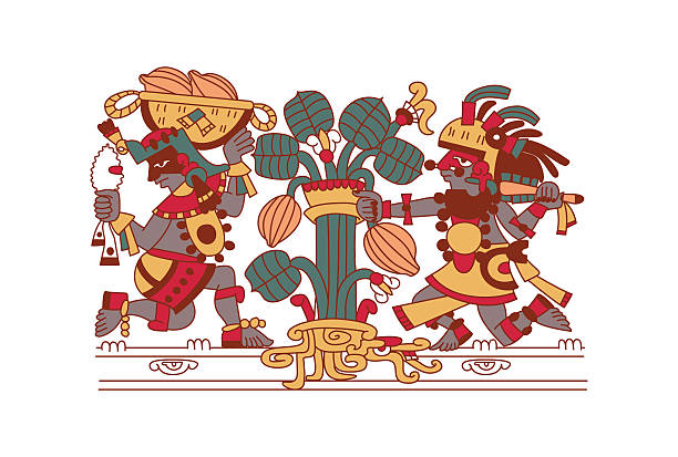 ilustraciones, imágenes clip art, dibujos animados e iconos de stock de patrón de garabato azteca - dibujos de aztecas