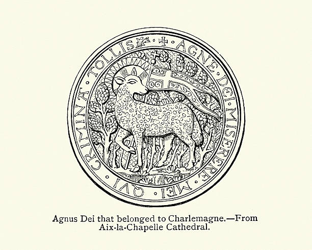 Agnus Dei - Lamb of God Vintage engraving of Agnus Dei, the Lamb of God agnus dei stock illustrations