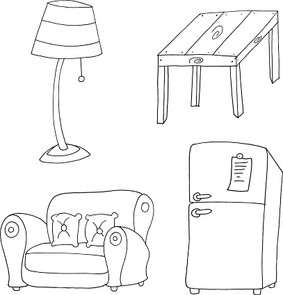 Ilustración de Dibujo De De Muebles Para Para Colorear y más Vectores Libres de de Blanco y negro - iStock